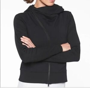 Athleta Malabar black asymmetric zip hoodie jacket